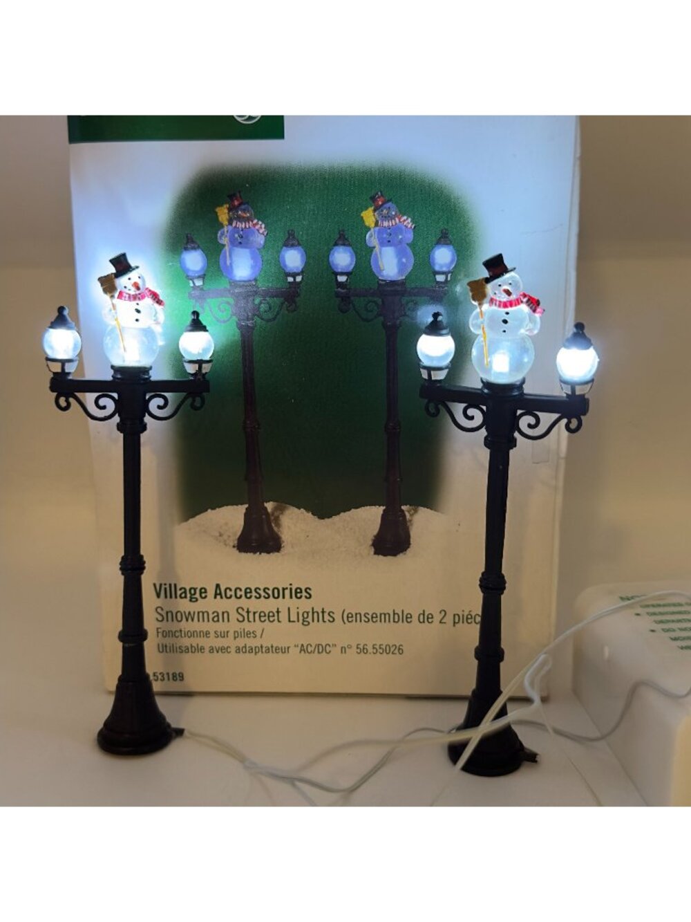 Department 56 Snowman Street Lights Set of 2 Village Accessories #53189 Tested